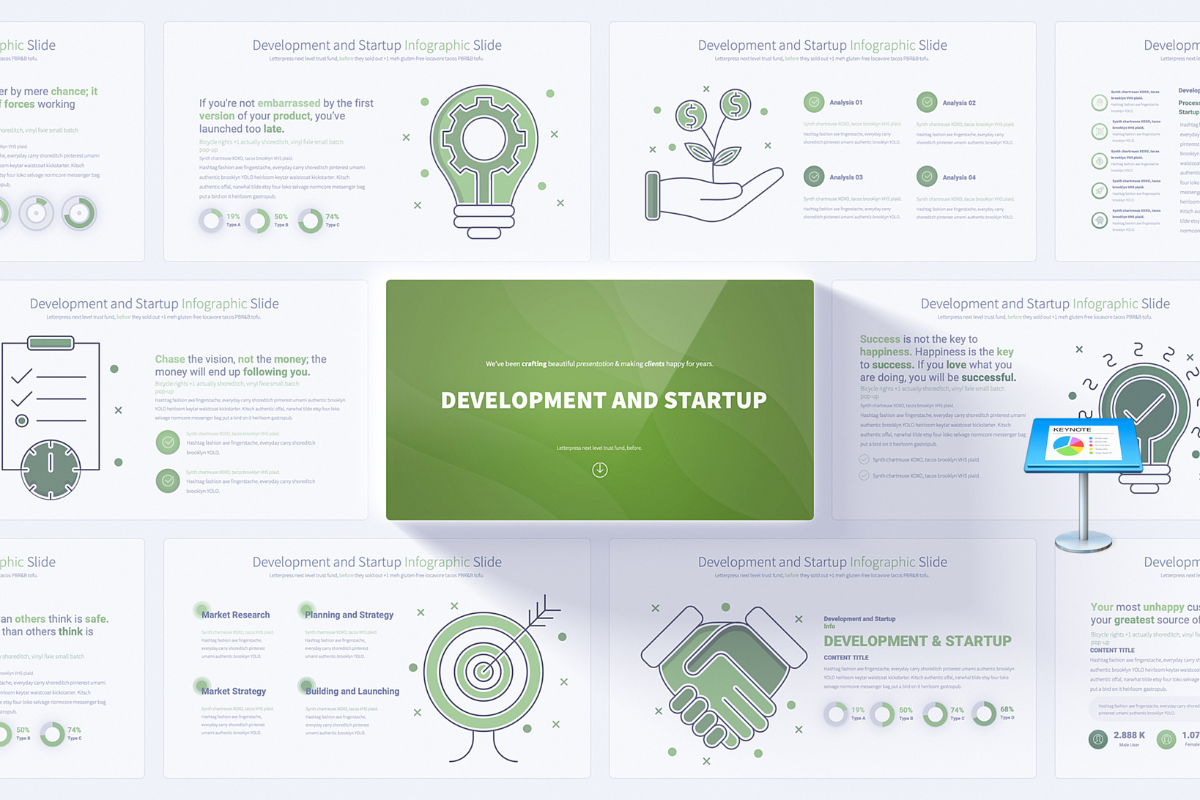 Development and Startup Keynote Infographics Slides